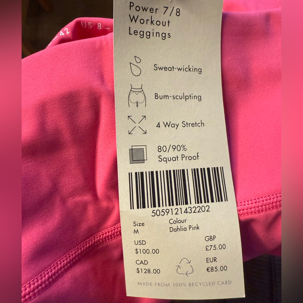 Sweaty Betty - Power 7/8 Workout Leggings Dahlia Pink - Picture 7 of 9